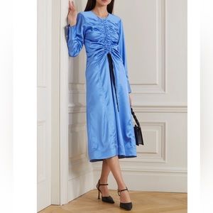 Ganni Satin Midi Dress - Granada Sky NWT
